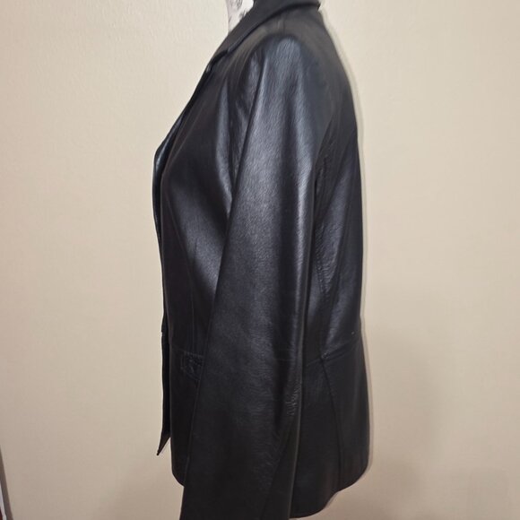 Clio Petites 100% Genuine Leather Blazer – Black – PM - Picture 3 of 6